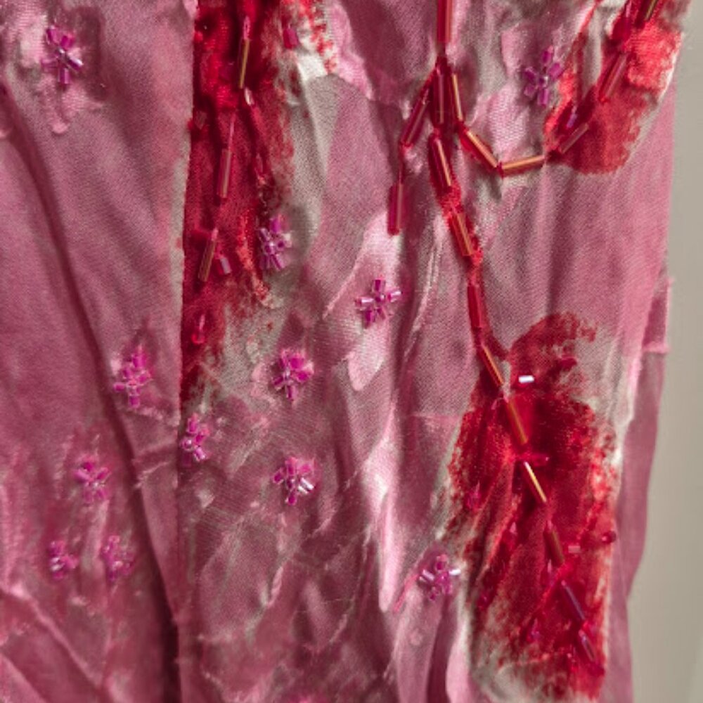 STUNNING Vintage Y2K Sue Wong Beaded Silk Floral Maxi Pink Dress RARE!!! Sz 8 - Picture 8 of 10